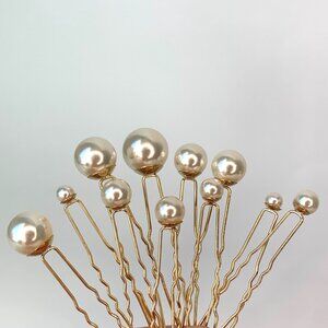 New ~ Anthropologie Pearl Hair Pins, Set of 11, Ivory
